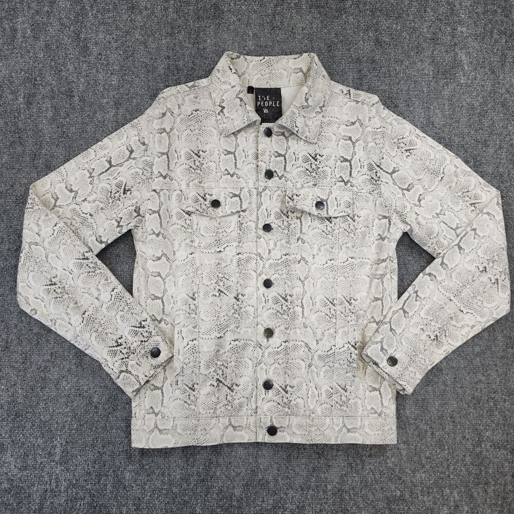 The People Vs Jacket Womens Large Snake Skin Denim Trucker Festival Rock & Roll - Picture 2 of 16